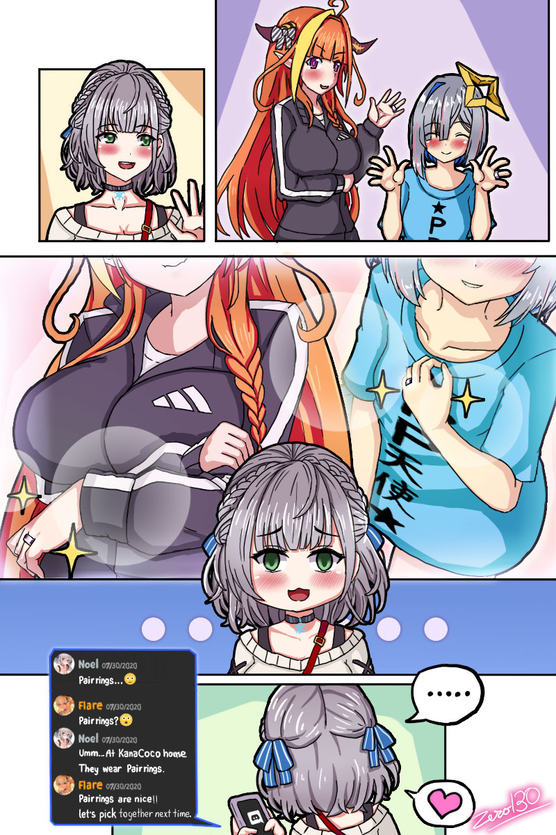 amane kanata, shirogane noel, and kiryu coco (hololive and 1 more) drawn by zero130