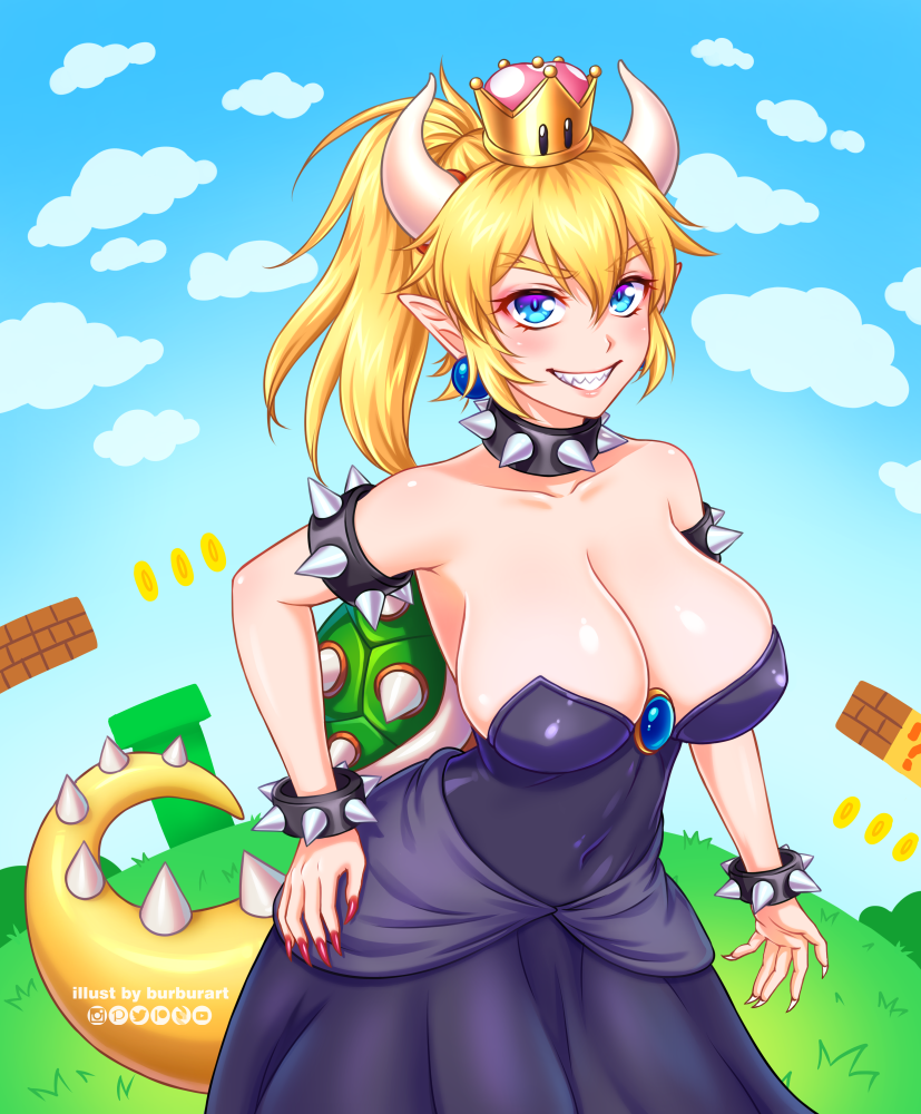 bowsette (mario and 2 more) drawn by burbur