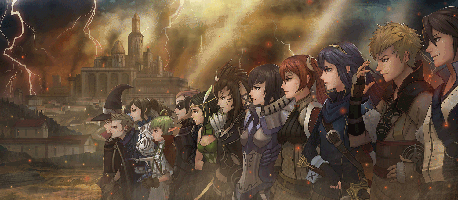 lucina, severa, nah, noire, cynthia, and 7 more (fire emblem and 1 more) drawn by yagaminoue