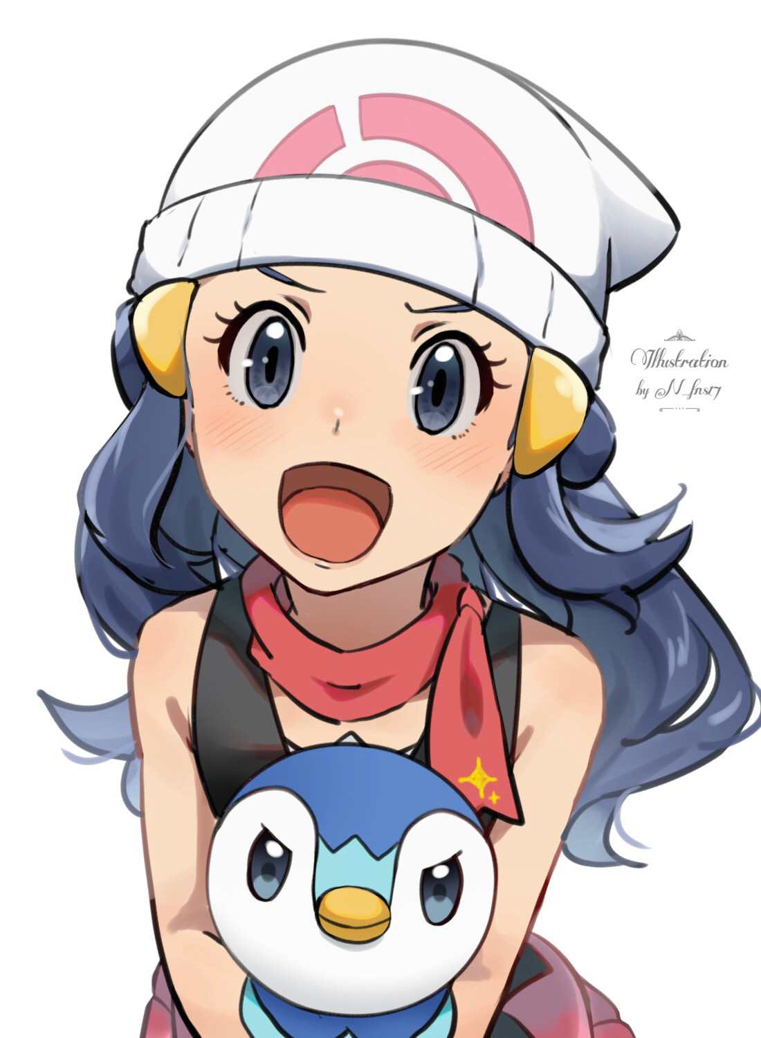 dawn and piplup (pokemon and 2 more) drawn by echizen_(n_fns17)