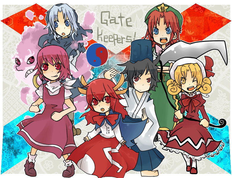 hong meiling, kumoi ichirin, unzan, elly, sara, and 1 more (touhou) drawn by itomugi-kun