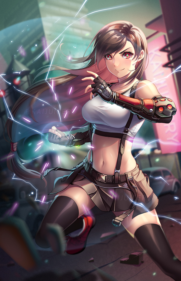 tifa lockhart (final fantasy and 2 more) drawn by kaijuicery