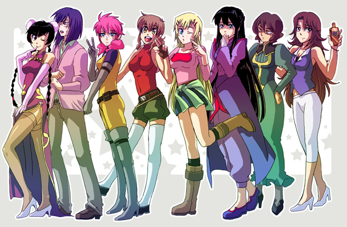 tieria erde, feldt grace, wang liu mei, sumeragi lee noriega, marina ismail, and 3 more (gundam and 1 more)