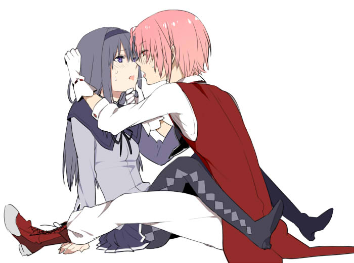 akemi homura and kaname madoka (mahou shoujo madoka magica) drawn by kurono_yuu