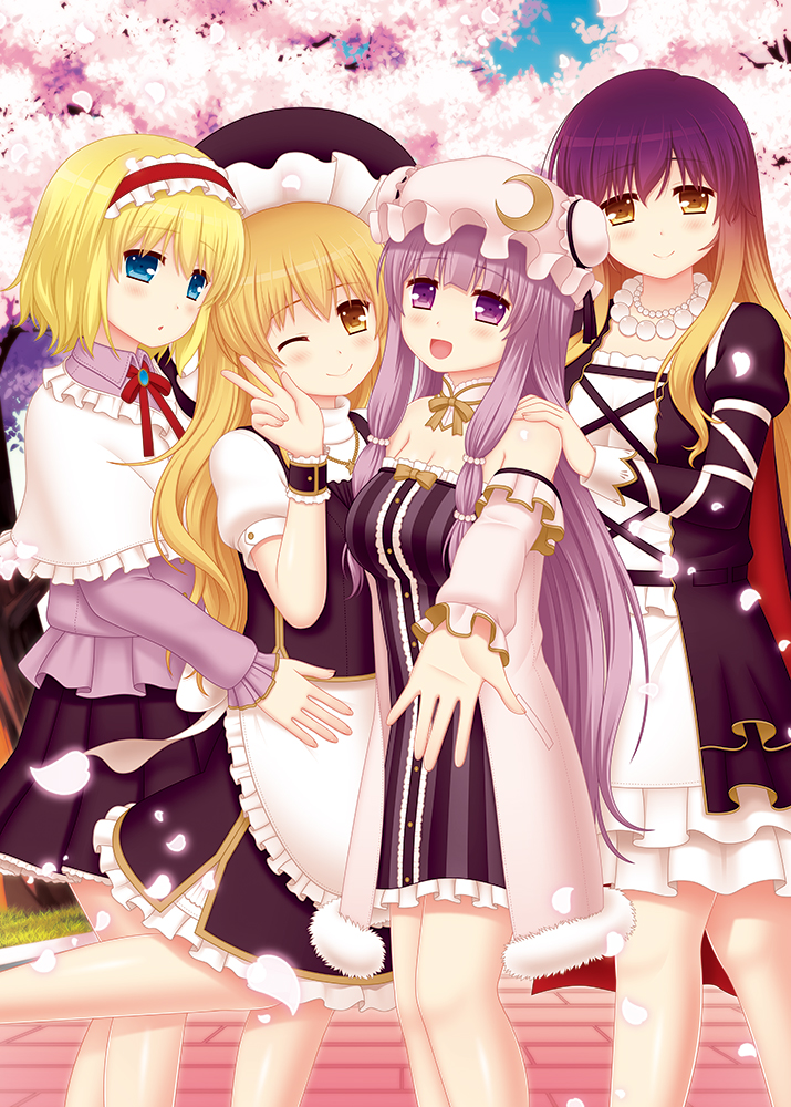 kirisame marisa, alice margatroid, patchouli knowledge, and hijiri byakuren (touhou) drawn by cpu_(hexivision)