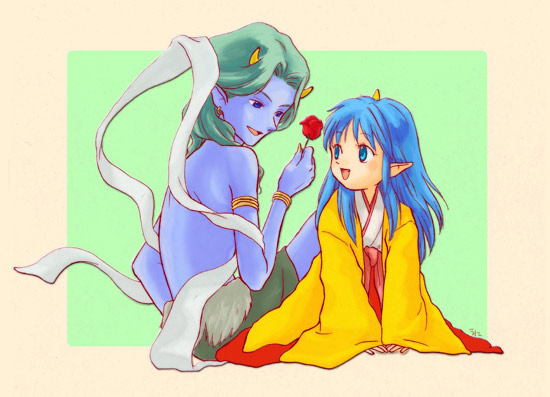 yashahime and ashura (momotarou densetsu) drawn by uninin_(uni_breath)