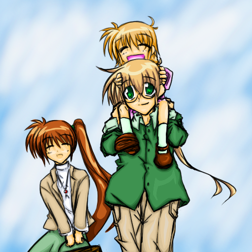 takamachi nanoha, vivio, and yuuno scrya (lyrical nanoha and 1 more)