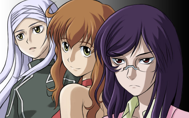tieria erde, soma peries, and christina sierra (gundam and 1 more) drawn by shigarami_kyouma