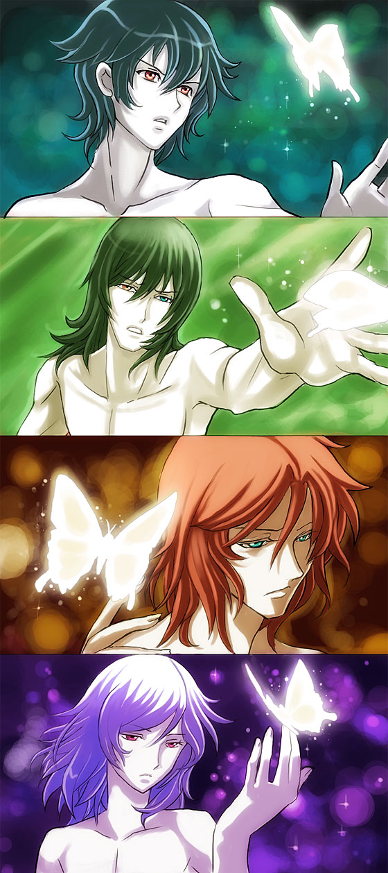tieria erde, setsuna f. seiei, allelujah haptism, and lyle dylandy (gundam and 1 more) drawn by j_(pixiv162592)