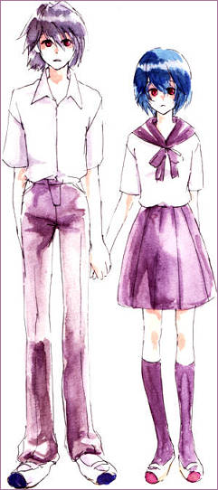 ayanami rei and nagisa kaworu (neon genesis evangelion)