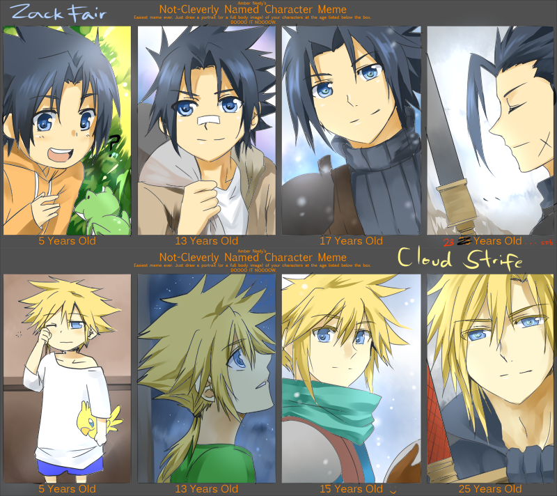 cloud strife and zack fair (final fantasy and 3 more) drawn by meru