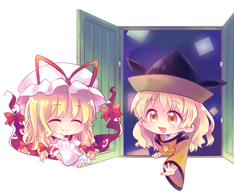 yakumo yukari and matara okina (touhou) drawn by tendon_(artist)