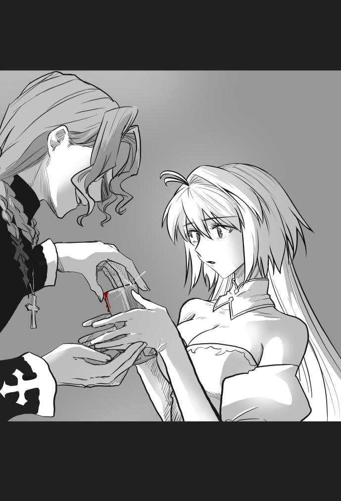 arcueid brunestud, archetype earth, michael roa valdamjong, and tarantella (tsukihime) drawn by metarogu