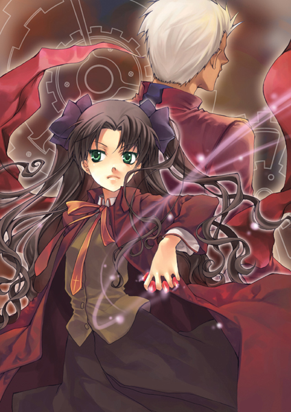 tohsaka rin and archer (fate and 1 more) drawn by shima_(6land)