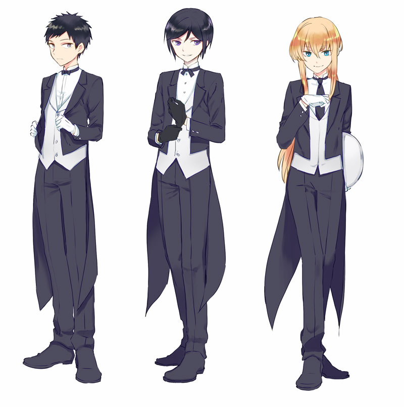 midare toushirou, yagen toushirou, and atsushi toushirou (touken ranbu) drawn by kuronomine