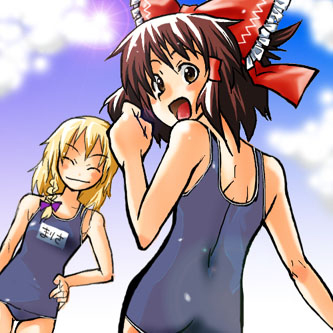 hakurei reimu and kirisame marisa (touhou) drawn by gengorou