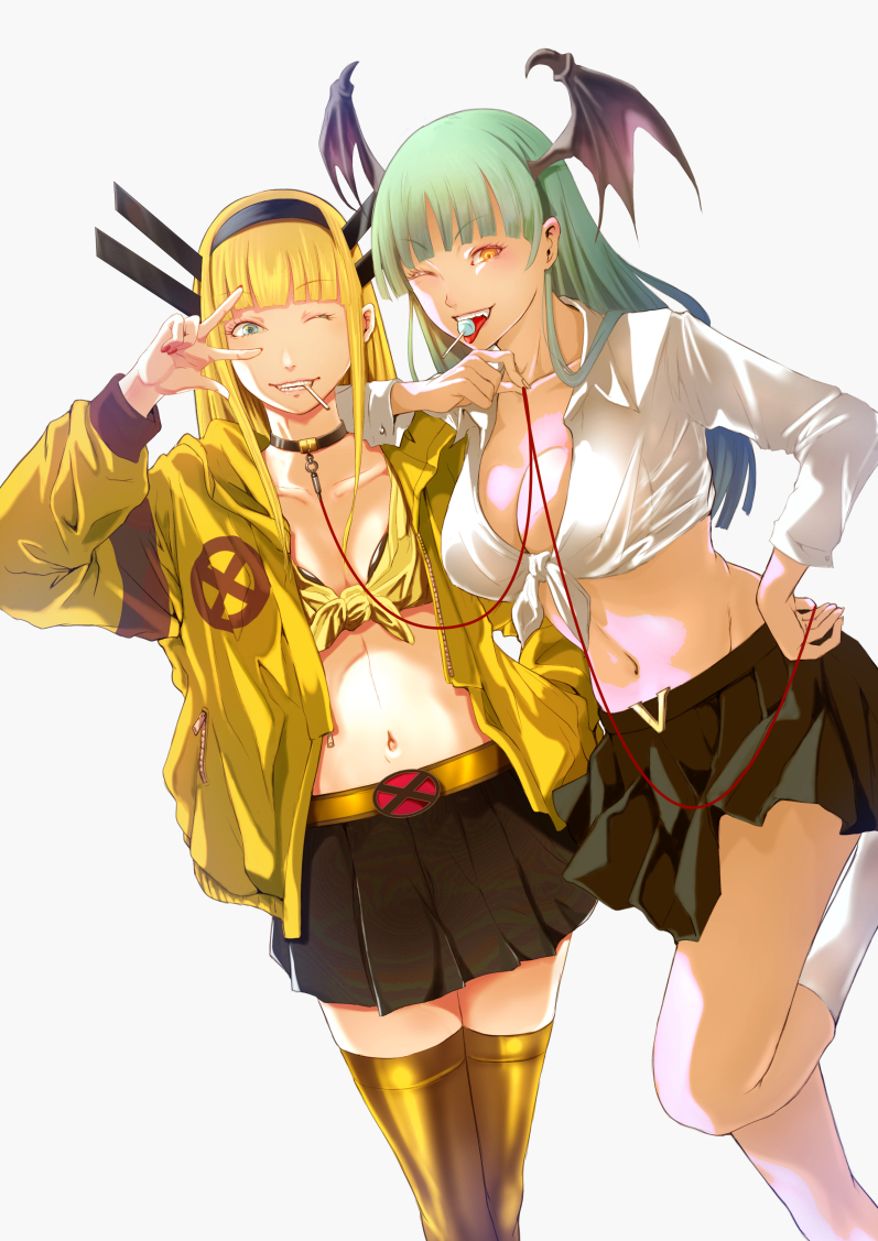 morrigan aensland and magik (marvel and 2 more) drawn by okazuwa_shake