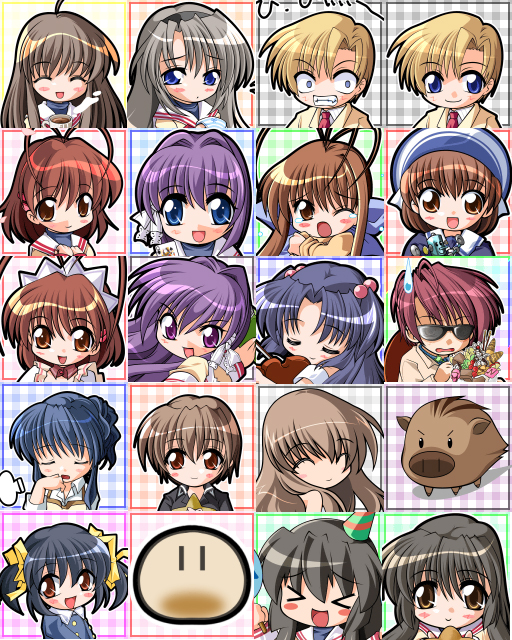 furukawa nagisa, fujibayashi kyou, ibuki fuuko, sakagami tomoyo, ichinose kotomi, and 11 more (clannad and 1 more) drawn by watsuki_ayamo