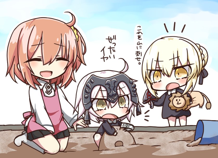 artoria pendragon, fujimaru ritsuka, saber alter, and jeanne d'arc alter (fate and 1 more) drawn by jako_(jakoo21)