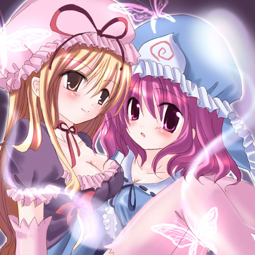 yakumo yukari and saigyouji yuyuko (touhou) drawn by fu_(coolier)