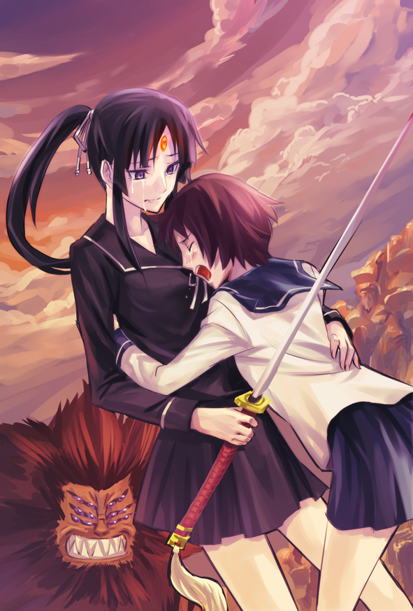 isayama yomi, tsuchimiya kagura, and ranguren (ga-rei and 1 more) drawn by hikiyama_towa
