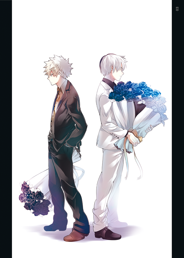 bakugou katsuki and todoroki shoto (boku no hero academia) drawn by 5_(toriaezu555)