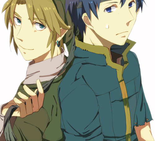 link and ike (fire emblem and 4 more) drawn by nikayu