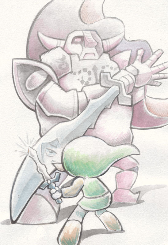 link, toon link, and darknut (the legend of zelda and 1 more) drawn by oda_takashi