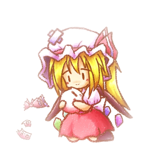 flandre scarlet and kedama (touhou) drawn by tilde_(ice_cube)