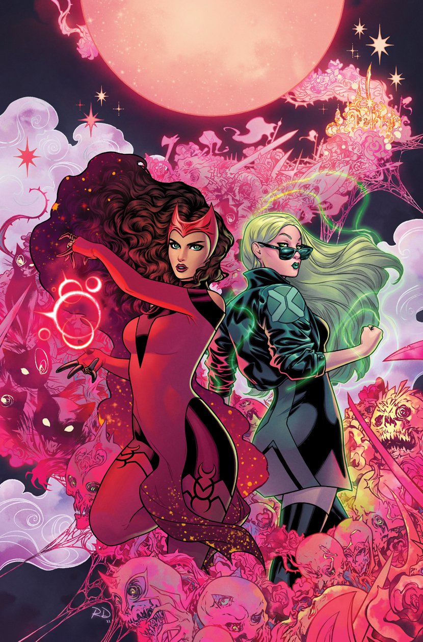 wanda maximoff, scarlet witch, polaris, and lorna dane (marvel and 1 more) drawn by russell_dauterman