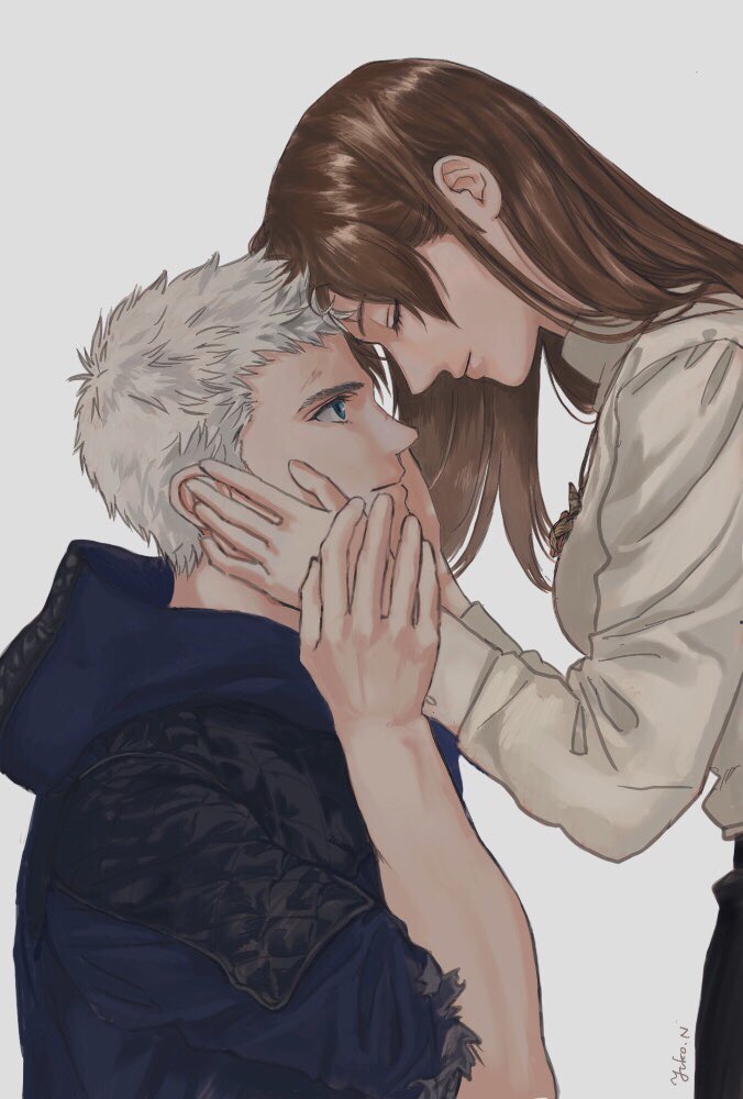 nero and kyrie (devil may cry and 1 more) drawn by yuko_(kana21235)