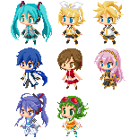 hatsune miku, kagamine rin, kagamine len, megurine luka, kaito, and 3 more (vocaloid) drawn by b_(kyo519)