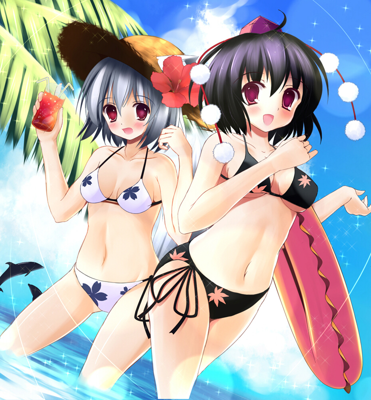 shameimaru aya and inubashiri momiji (touhou) drawn by azure_(capriccio)