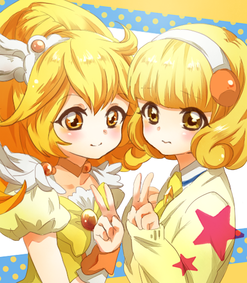 kise yayoi and cure peace (precure and 1 more) drawn by haori_(ki-na-ri)