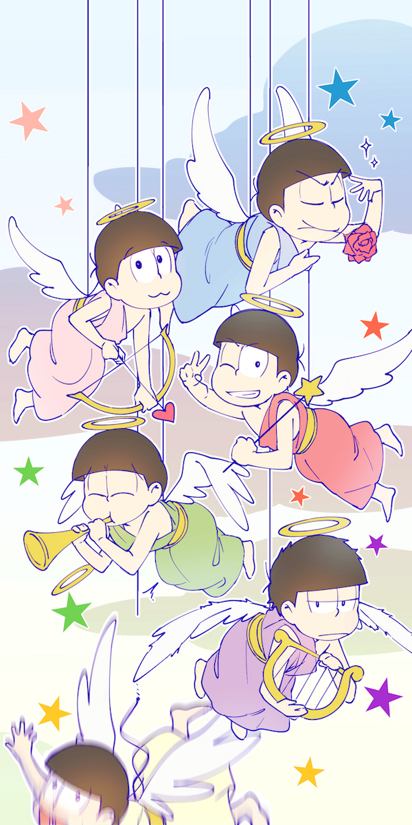 matsuno osomatsu, matsuno karamatsu, matsuno ichimatsu, matsuno jyushimatsu, matsuno choromatsu, and 1 more (osomatsu and 1 more) drawn by hanakan
