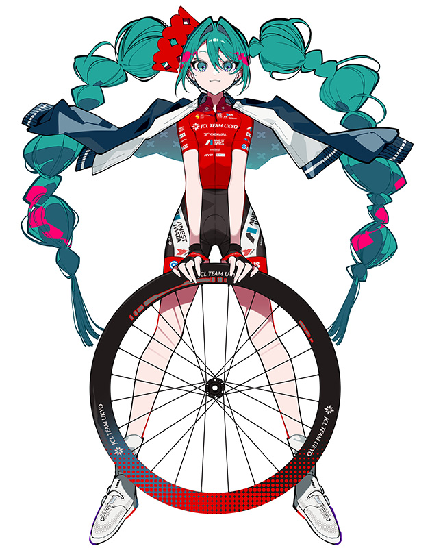 hatsune miku and racing miku (vocaloid and 1 more) drawn by mochizuki_kei