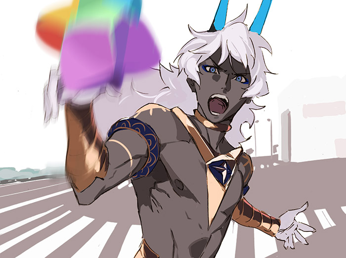 arjuna, arjuna alter, and shimazaki nobunaga (fate and 1 more) drawn by pako_(pakosun)