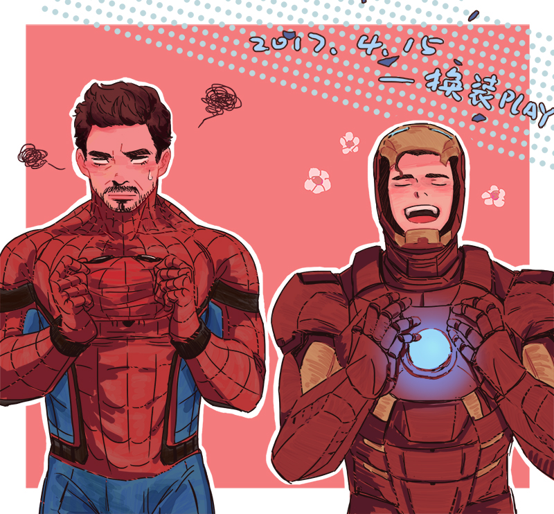 spider-man, tony stark, iron man, and peter parker (marvel and 1 more) drawn by bess_break
