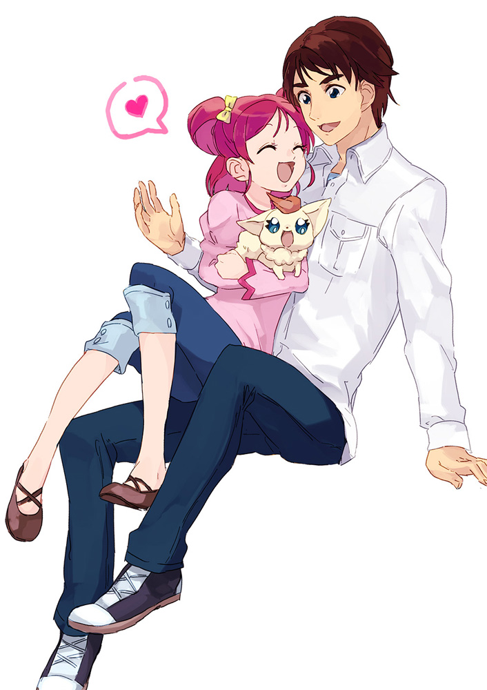 yumehara nozomi, coco, and kokoda kouji (precure and 2 more) drawn by buntatta
