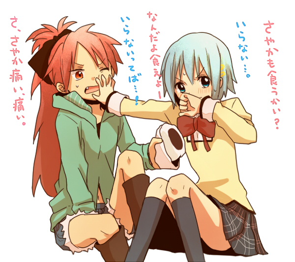 miki sayaka and sakura kyoko (mahou shoujo madoka magica) drawn by shibainu_(pom_pomta)
