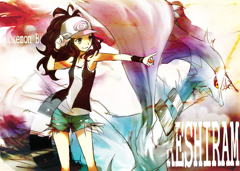 hilda and reshiram (pokemon and 1 more) drawn by sencha_(coldcolor)