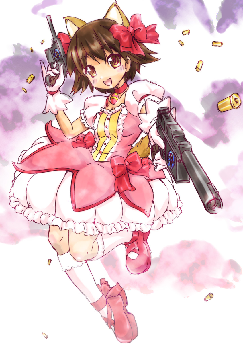 kaname madoka and miyafuji yoshika (mahou shoujo madoka magica and 2 more) drawn by niwa_mizuki