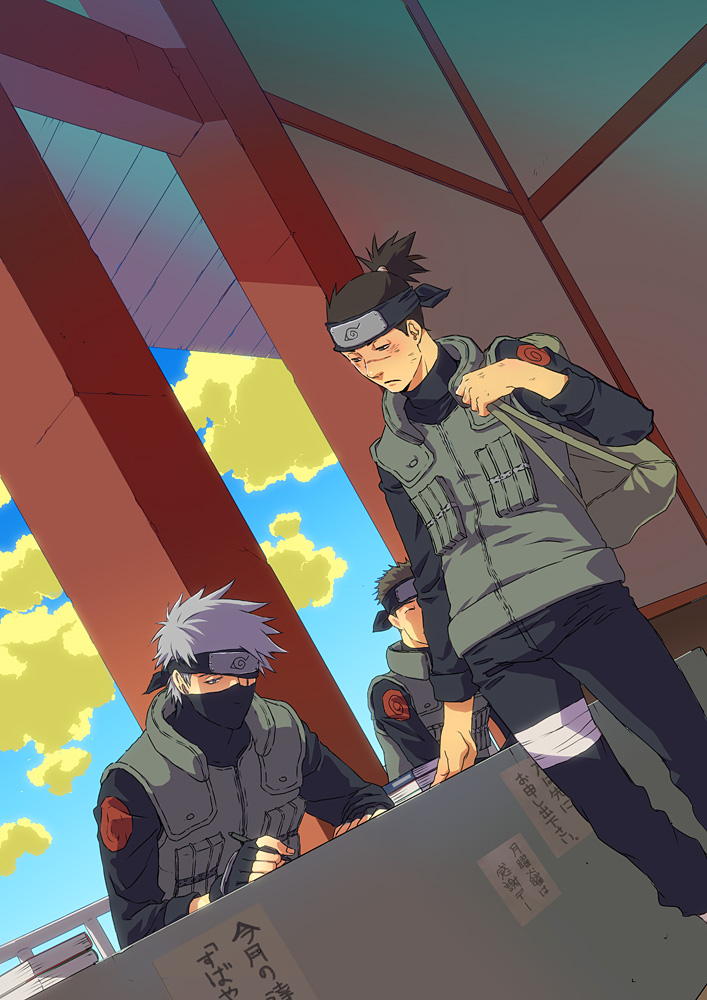 hatake kakashi and umino iruka (naruto) drawn by lotus_temple