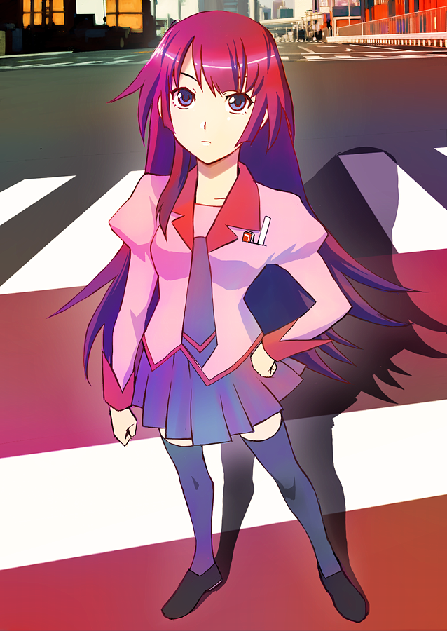 senjougahara hitagi (monogatari and 1 more) drawn by yusao
