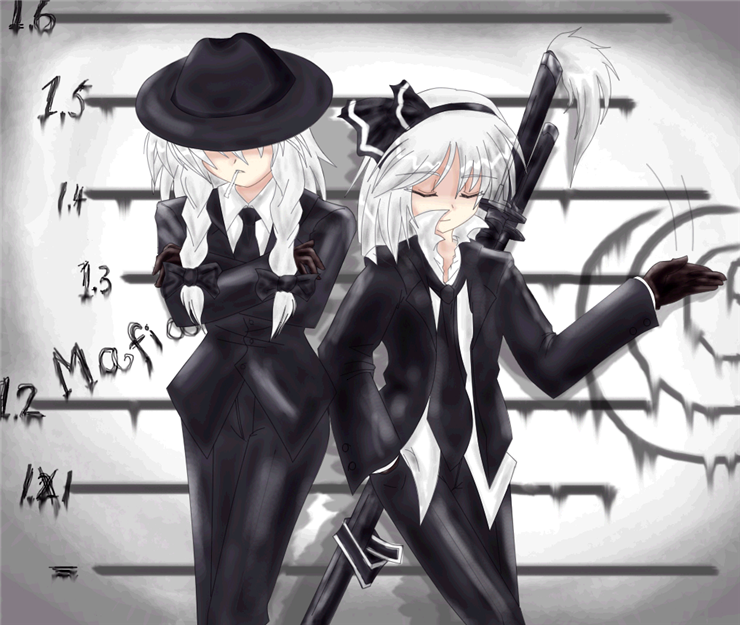 izayoi sakuya and konpaku youmu (touhou) drawn by auer