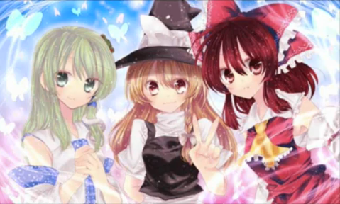 hakurei reimu, kirisame marisa, and kochiya sanae (touhou) drawn by kanaritu