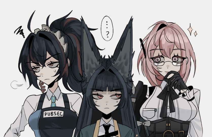 hoshimi miyabi, tsukishiro yanagi, and zhu yuan (zenless zone zero) drawn by saint_ghoul