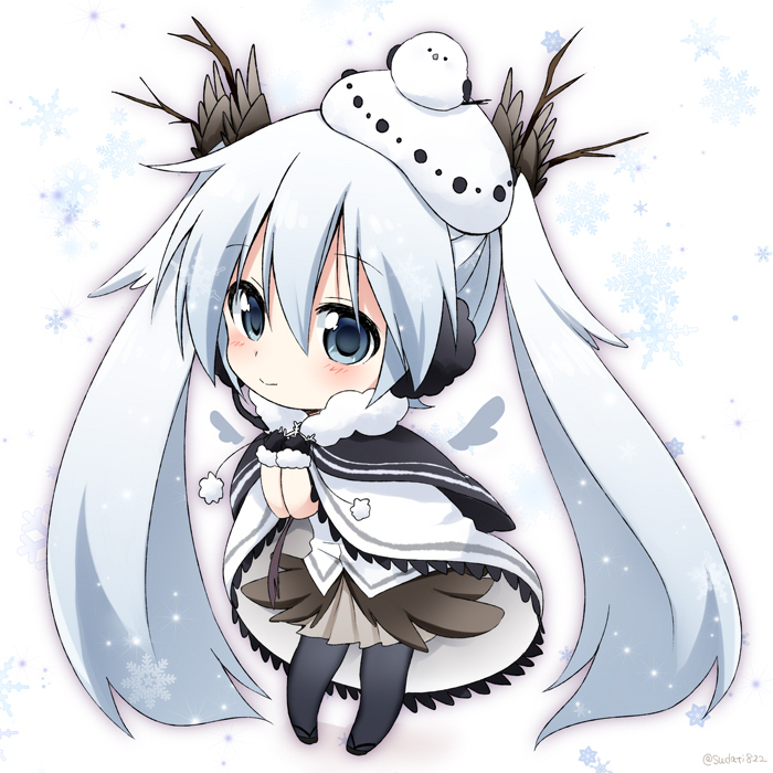 hatsune miku and yuki miku (vocaloid) drawn by sudachi_(calendar)