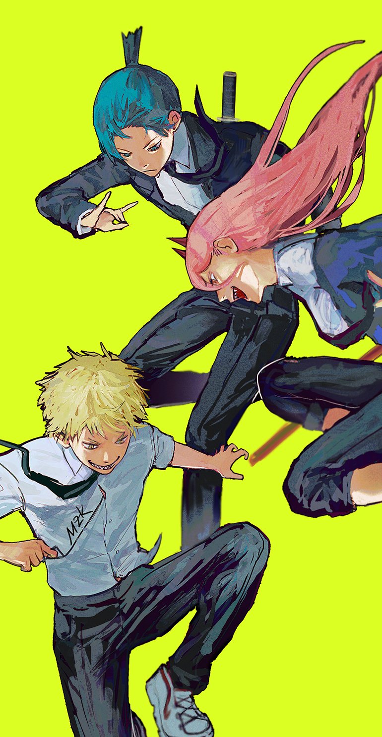 power, denji, and hayakawa aki (chainsaw man) drawn by zemzk