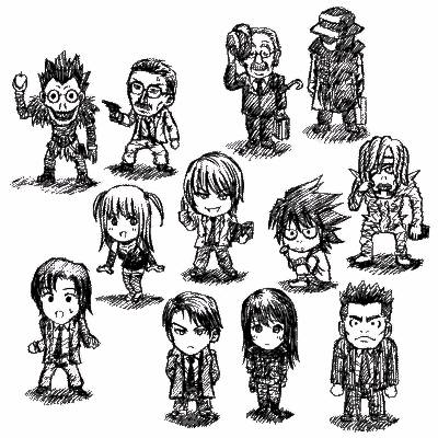 yagami light, l, amane misa, ryuk, rem, and 6 more (death note)